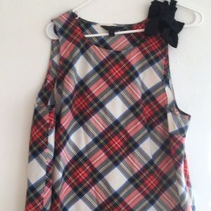 J crew plaid top with bow